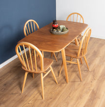 Load image into Gallery viewer, Retro Blonde Ercol Model 383 Dining Table &amp; Four Model 370 Windsor Kitchen Dining Chairs