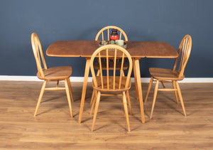 Retro Blonde Ercol Model 383 Dining Table & Four Model 370 Windsor Kitchen Dining Chairs