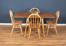 Load image into Gallery viewer, Retro Blonde Ercol Model 383 Dining Table &amp; Four Model 370 Windsor Kitchen Dining Chairs