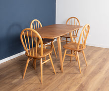 Load image into Gallery viewer, Retro Blonde Ercol Model 383 Dining Table &amp; Four Model 370 Windsor Kitchen Dining Chairs