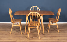 Load image into Gallery viewer, Retro Blonde Ercol Model 383 Dining Table &amp; Four Model 370 Windsor Kitchen Dining Chairs