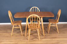 Load image into Gallery viewer, Retro Blonde Ercol Model 383 Dining Table &amp; Four Model 370 Windsor Kitchen Dining Chairs