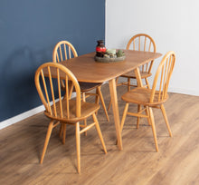 Load image into Gallery viewer, Retro Blonde Ercol Model 383 Dining Table &amp; Four Model 370 Windsor Kitchen Dining Chairs