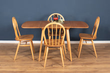 Load image into Gallery viewer, Retro Blonde Ercol Model 383 Dining Table &amp; Four Model 370 Windsor Kitchen Dining Chairs