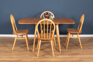 Retro Blonde Ercol Model 383 Dining Table & Four Model 370 Windsor Kitchen Dining Chairs