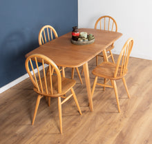 Load image into Gallery viewer, Retro Blonde Ercol Model 383 Dining Table &amp; Four Model 370 Windsor Kitchen Dining Chairs