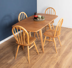 Retro Blonde Ercol Model 383 Dining Table & Four Model 370 Windsor Kitchen Dining Chairs