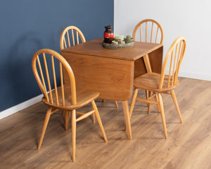 Retro Blonde Ercol Model 383 Dining Table & Four Model 370 Windsor Kitchen Dining Chairs