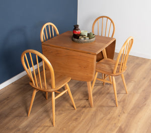 Retro Blonde Ercol Model 383 Dining Table & Four Model 370 Windsor Kitchen Dining Chairs