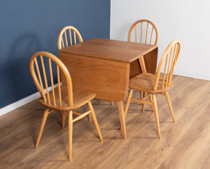 Retro Blonde Ercol Model 383 Dining Table & Four Model 370 Windsor Kitchen Dining Chairs