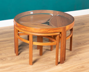 Retro Teak 1960s Nathan Trinity Nest Of Tables Teak & Glass Four Tables