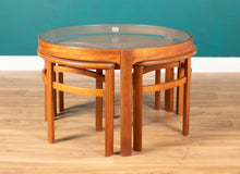 Load image into Gallery viewer, Retro Teak 1960s Nathan Trinity Nest Of Tables Teak &amp; Glass Four Tables