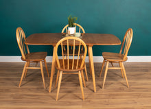 Load image into Gallery viewer, Retro Blonde Ercol Model 383 Dining Table &amp; Four Model 370 Windsor Kitchen Dining Chairs