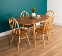 Load image into Gallery viewer, Retro Blonde Ercol Model 383 Dining Table &amp; Four Model 370 Windsor Kitchen Dining Chairs