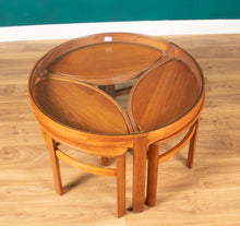 Load image into Gallery viewer, Retro Teak 1960s Nathan Trinity Nest Of Tables Teak &amp; Glass Four Tables