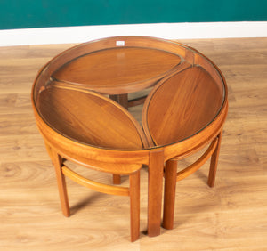 Retro Teak 1960s Nathan Trinity Nest Of Tables Teak & Glass Four Tables