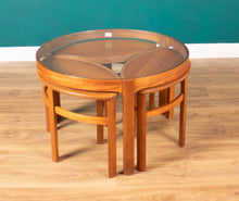 Load image into Gallery viewer, Retro Teak 1960s Nathan Trinity Nest Of Tables Teak &amp; Glass Four Tables