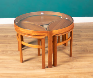 Retro Teak 1960s Nathan Trinity Nest Of Tables Teak & Glass Four Tables