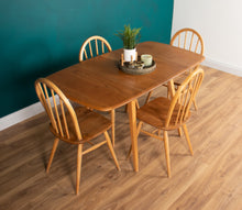 Load image into Gallery viewer, Retro Blonde Ercol Model 383 Dining Table &amp; Four Model 370 Windsor Kitchen Dining Chairs