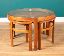 Load image into Gallery viewer, Retro Teak 1960s Nathan Trinity Nest Of Tables Teak &amp; Glass Four Tables