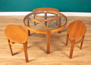 Retro Teak 1960s Nathan Trinity Nest Of Tables Teak & Glass Four Tables