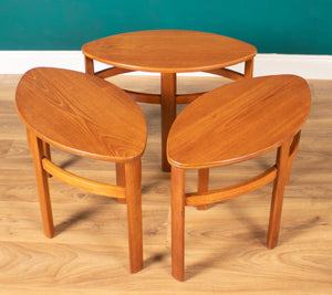 Retro Teak 1960s Nathan Trinity Nest Of Tables Teak & Glass Four Tables