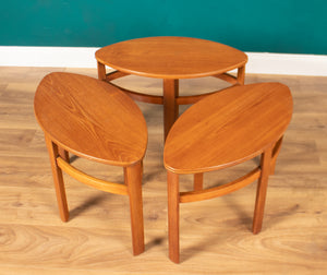 Retro Teak 1960s Nathan Trinity Nest Of Tables Teak & Glass Four Tables