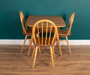 Retro Blonde Ercol Model 383 Dining Table & Four Model 370 Windsor Kitchen Dining Chairs