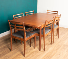 Load image into Gallery viewer, G Plan Two Leaf Extending Dining Table &amp; Six Chairs Seats 6-10