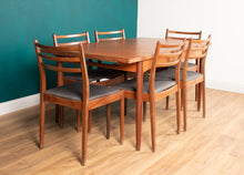 Load image into Gallery viewer, G Plan Two Leaf Extending Dining Table &amp; Six Chairs Seats 6-10