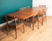 Load image into Gallery viewer, G Plan Two Leaf Extending Dining Table &amp; Six Chairs Seats 6-10