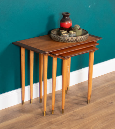 Retro Teak 1960s Set of 3 Nesting Tables By Torpe Mobelfabrikk, Norway Coffee Tables