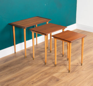 Retro Teak 1960s Set of 3 Nesting Tables By Torpe Mobelfabrikk, Norway Coffee Tables