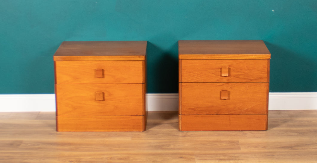 Pair Of Teak 1960s Mid Century Stag Bedside Tables Cabinets Drawers