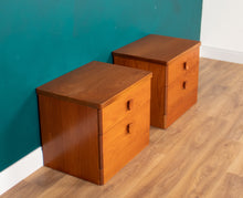 Load image into Gallery viewer, Pair Of Teak 1960s Mid Century Stag Bedside Tables Cabinets Drawers