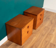 Load image into Gallery viewer, Pair Of Teak 1960s Mid Century Stag Bedside Tables Cabinets Drawers