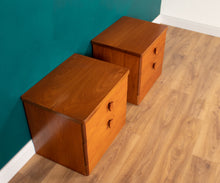 Load image into Gallery viewer, Pair Of Teak 1960s Mid Century Stag Bedside Tables Cabinets Drawers