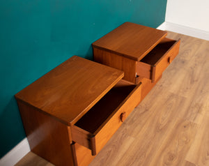 Pair Of Teak 1960s Mid Century Stag Bedside Tables Cabinets Drawers