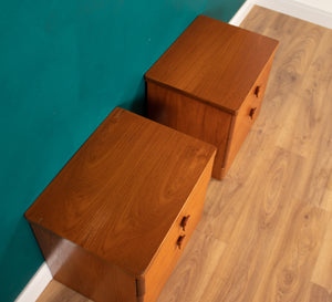 Pair Of Teak 1960s Mid Century Stag Bedside Tables Cabinets Drawers