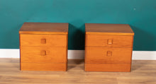 Load image into Gallery viewer, Pair Of Teak 1960s Mid Century Stag Bedside Tables Cabinets Drawers