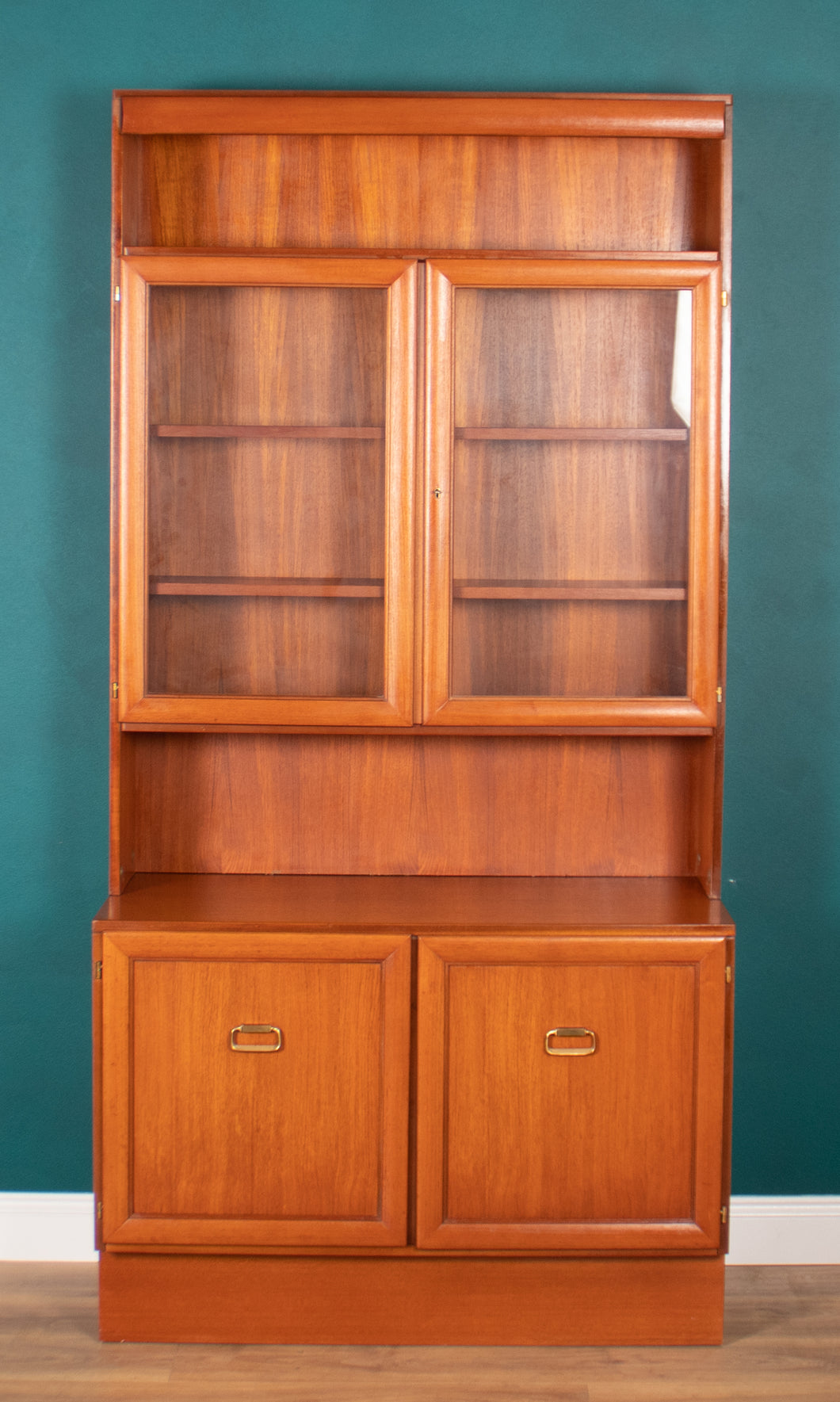 Retro Teak 1960s Glazed Bookcase Dresser