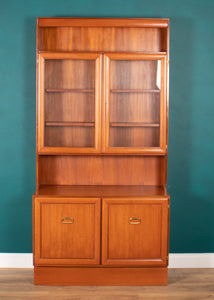 Retro Teak 1960s Glazed Bookcase Dresser