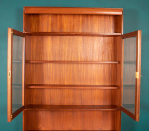 Retro Teak 1960s Glazed Bookcase Dresser