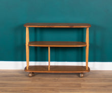 Load image into Gallery viewer, Vintage Blonde Ercol Modle 361 Trolley Bookcase &#39;Baby Giraffe&#39; Room Divider