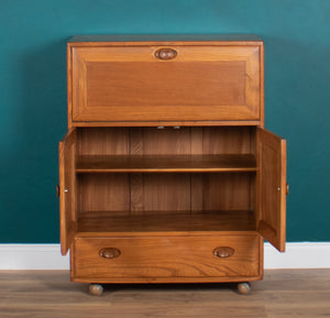 Blonde Ercol Model 469 Light Elm Windsor Bureau Desk