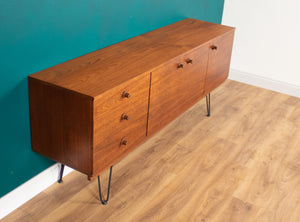 Long Retro Teak 1960s Avalon Mid Century Sideboard On Hairpin Legs