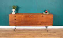 Load image into Gallery viewer, Long Retro Teak 1960s Avalon Mid Century Sideboard On Hairpin Legs