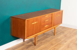 Retro Teak 1960s Long Mid Century Sideboard With Sliding Doors