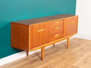 Retro Teak 1960s Long Mid Century Sideboard With Sliding Doors