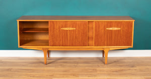 Retro Teak 1960s Long Mid Century Sideboard With Sliding Doors